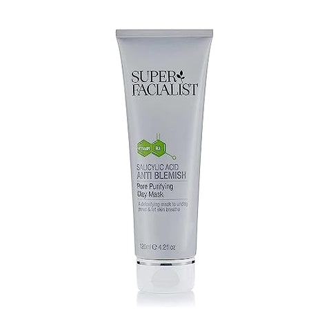 Pore Purifying Clay Mask with Salicylic Acid - Acne Treatment & Blackhead Remover Mask with Avocado Oil & Vitamin B , Vegan Friendly - 125 ml