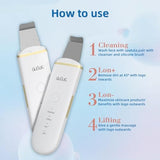 Facial Skin Scrubber, Ultrasonic Skin Spatula Include 2 Silicone Covers