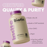 Incite Nutrition Biotin Hair Growth Support Supplement 12,000mcg - 400 Tiny 6mm Tablets (Full Year Plus Supply) - for Men & Women