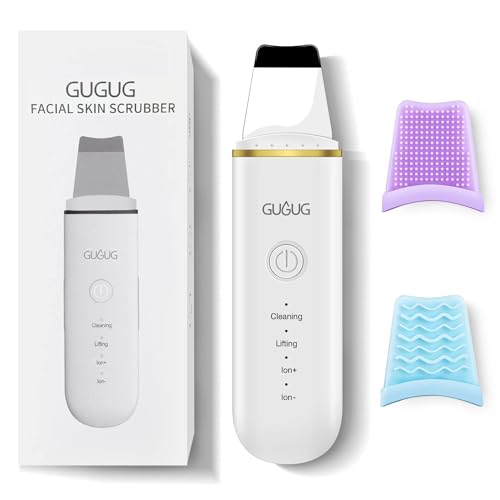 Facial Skin Scrubber, Ultrasonic Skin Spatula Include 2 Silicone Covers