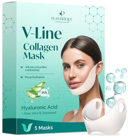 Face Mask V-Line 5 PCS with Hyaluronic Acid Chin Mask Jawline Shaper
