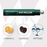 Under Eye Roller with Caffeine, Vitamin C and Peptides for Dark Circles and Puffiness, Fine Lines, Wrinkles - Brightening Cream