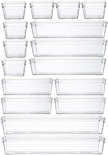 16 Pcs Clear Plastic Drawer Organiser