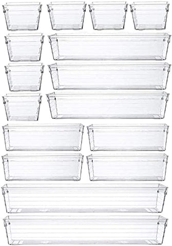 16 Pcs Clear Plastic Drawer Organiser