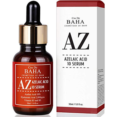 Azelaic Acid 10% Facial Serum with Niacinamide - Fast Rosacea Skin Care Product + Reduce Cystic Acne Scar