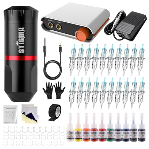 Stigma Tattoo Machine Kit Rotary  10 Tattoo Ink 20 Tattoo Cartridge Needles