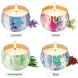 4 x 125 Grams Scented Candles,Candle Gift SetRose, Lavender, Vanilla, Lemongrass