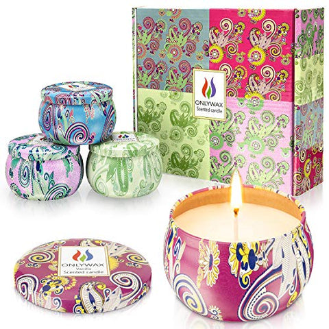 4 x 125 Grams Scented Candles,Candle Gift SetRose, Lavender, Vanilla, Lemongrass