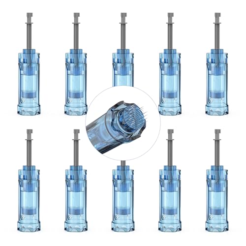 Microneedling Needles, 10 Pcs 42 Pin Replacement Needle Cartridges for Derman Pen M8S/A8S/A9, 10 Pcs/Pack, 3 Slots Design