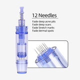 Micro Needles Cartridges For Dr.Pen Ultima A1 Microneedling Pen, Tips For Electric Auto Stamp Derma Pen (12 Pin Needles, 10 Pcs)