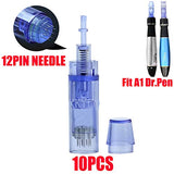 Micro Needles Cartridges For Dr.Pen Ultima A1 Microneedling Pen, Tips For Electric Auto Stamp Derma Pen (12 Pin Needles, 10 Pcs)