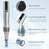 Microneedling Pen M8S, Professional Dr.pen Wireless Dermapen with 6pcs 12PIN 36PIN Replacement Cartridges Needles