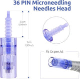 Micro Needles Cartridges For Dr.Pen Ultima A6 Microneedling Pen, 12Pin/36Pin/42Pin (36Pin Needles, 10PCS)
