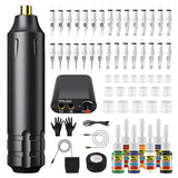 SOLONG Rotary Tattoo Pen Kit - Professional All-in-One Tattoo Machine Set with Diverse Cartridge Needles, Standard Inks, and Unique Needle Types