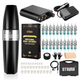 Stigma Tattoo Pen Machine with 20Pcs Cartridges Needles Power Supply with Plastic Box for Beginners