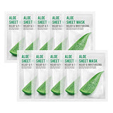 [PACK OF 10] Aloe Facial Sheet Mask Pack 22ml x 10pcs Korean Skincare Soothing & Natural Ingredients for All Skin Types