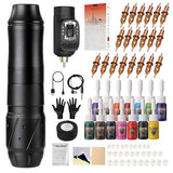 HAWINK Tattoo Kit Wireless Rotary with 1600mAh Battery LCD Digital Lithium 20PCS Cartridge Needles 14 Tattoo Inks