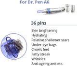 Micro Needles Cartridges For Dr.Pen Ultima A6 Microneedling Pen, 12Pin/36Pin/42Pin (36Pin Needles, 10PCS)