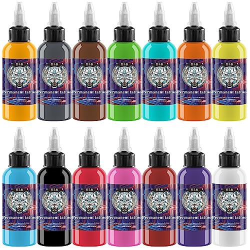Tattoo Ink Set-14 Basic Colors 1oz/30ml Bottles