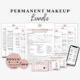 14 Permanent makeup forms, PMU consent form, makeup consultation, PMU aftercare card, lip blush form, microblading, beautician form pack