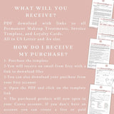 14 Permanent makeup forms, PMU consent form, makeup consultation, PMU aftercare card, lip blush form, microblading, beautician form pack